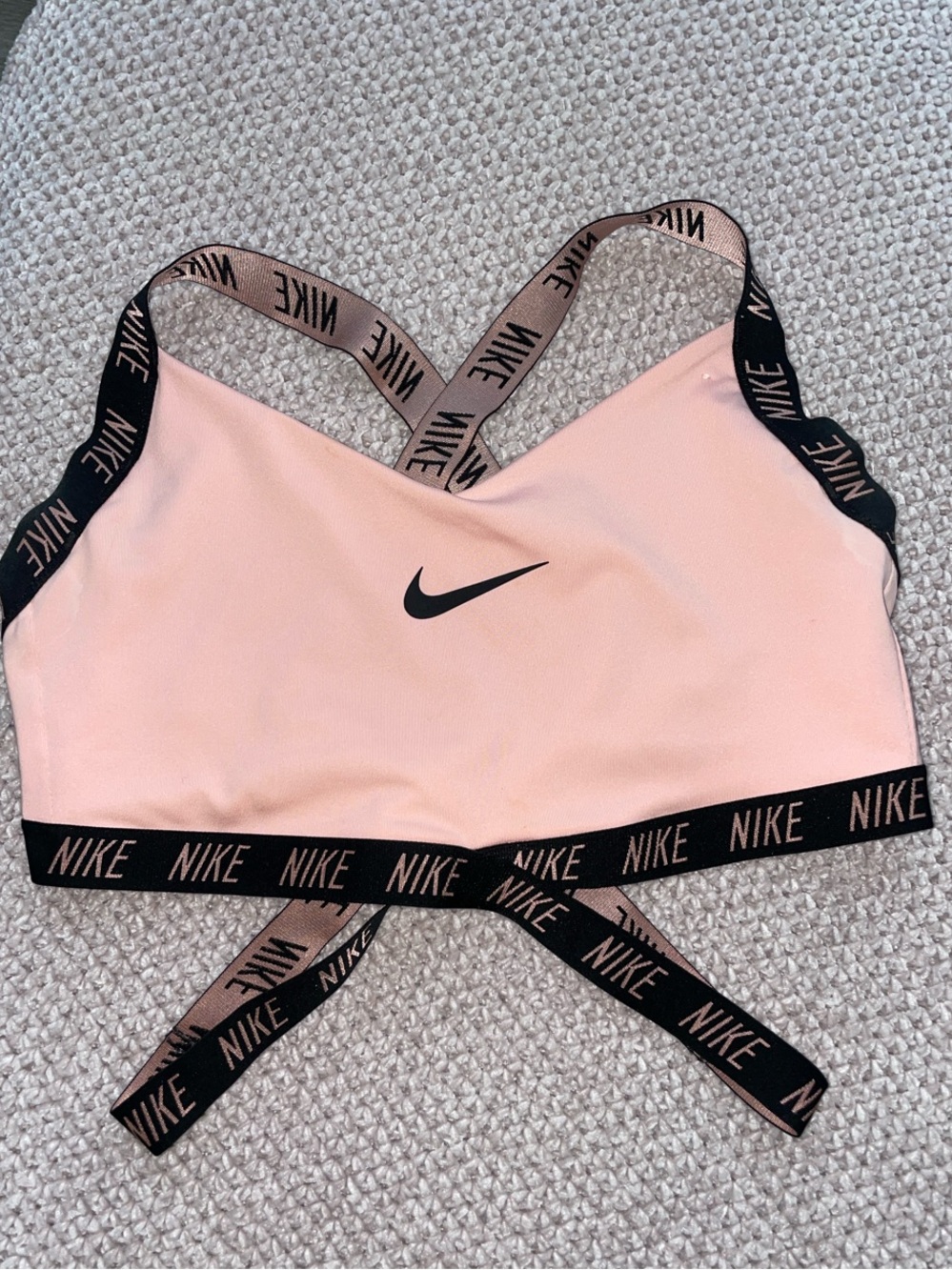 Nike Light Pink Sports Bra with Black Logo Band